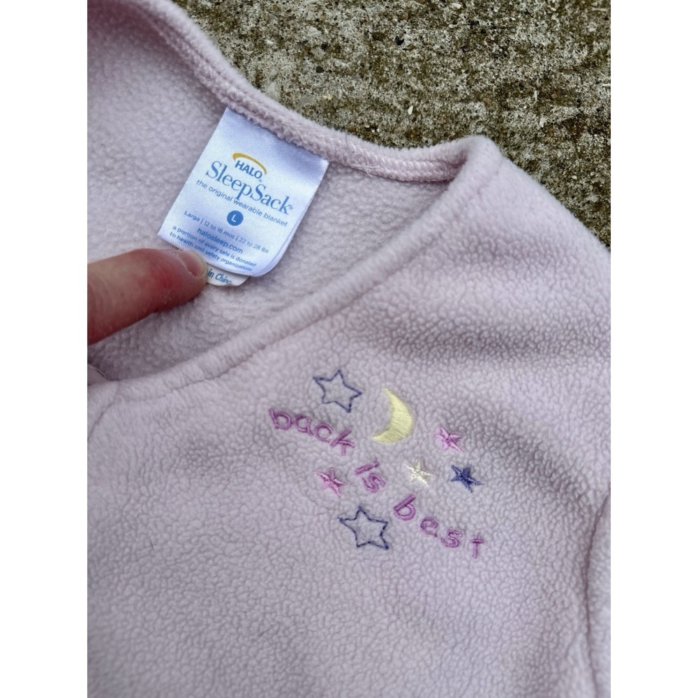 Halo SleepSack Wearable Blanket Pink Fleece Moon & Stars 12-18 Months